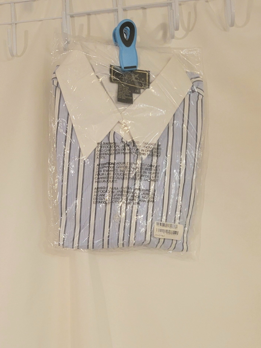 Diane Gilman Collection 2X Blue Stripe Career Blouse Contrast Collar - Picture 7 of 7